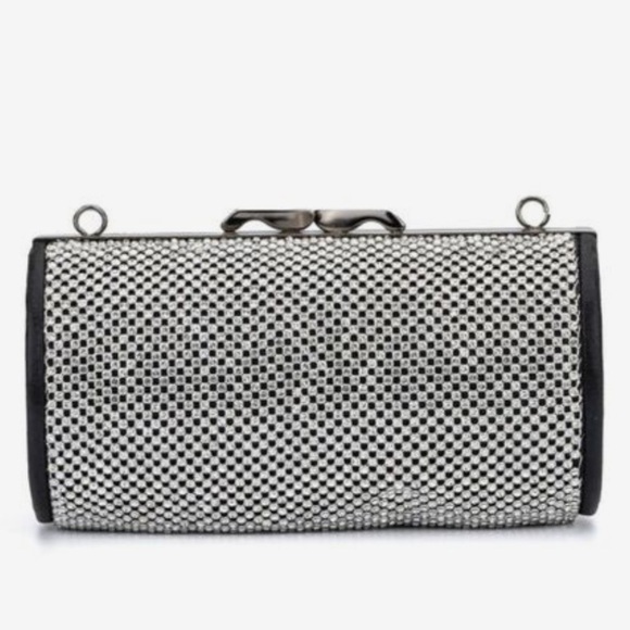 Olivia Miller | NWT Reagan Rhinestone Cylinder Bag Clutch + 2 Chain Straps - Picture 9 of 17